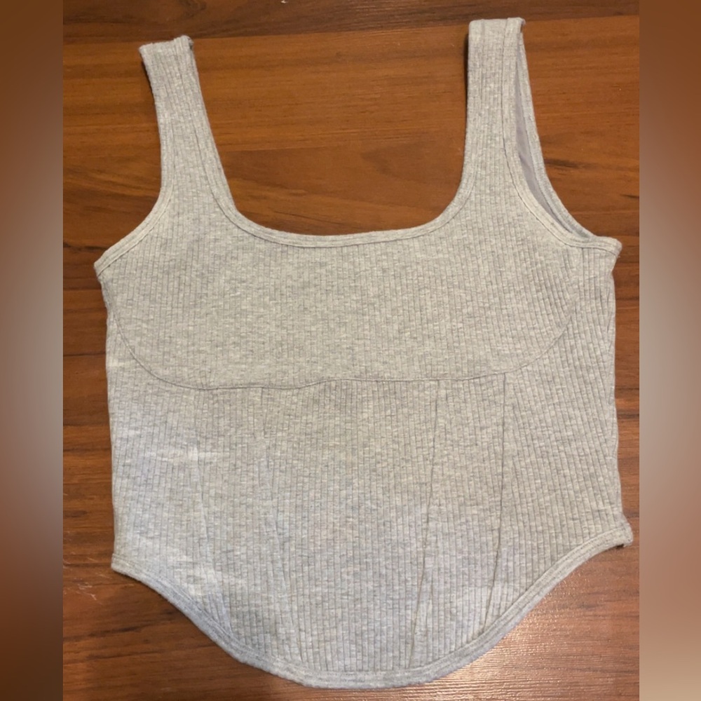 PINK Victoria's Secret Light Gray Ribbed Top